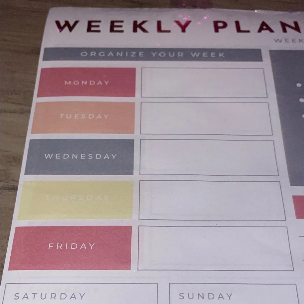 Colorful Weekly Planner Pad